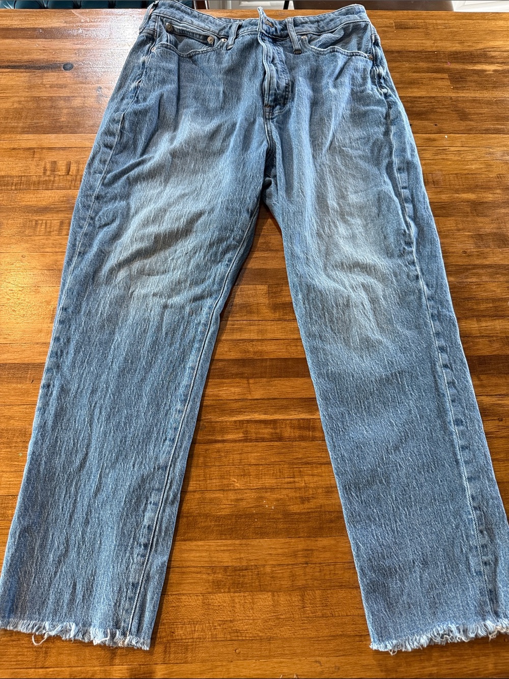 Madewell Jeans Women 31 Blue The Curvy Perfect Vintage Wide Leg High Rise Raw (w - Picture 2 of 9
